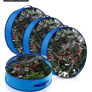 BRAND NEW SEALED 4 Pack Wreath Storage Container with Clear Window and Handles